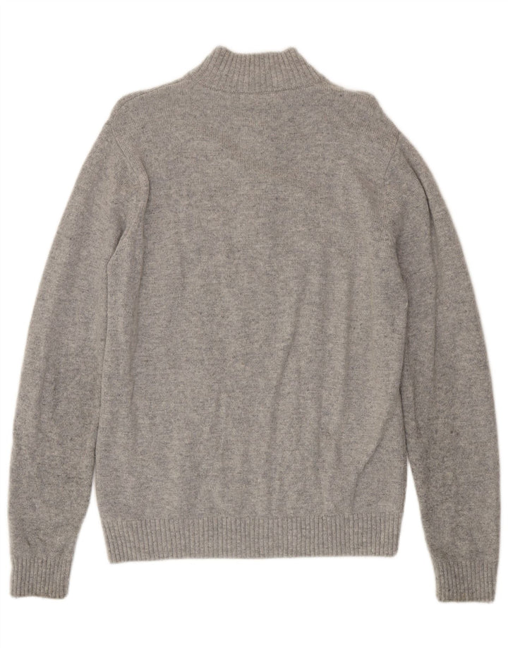 Crew Clothing Pull à col zippé pour homme en laine d'agneau gris Taille L