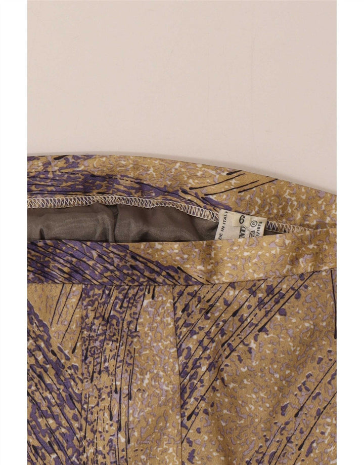 vintage Femmes Motif Abstrait Jupe A-Line W34 Grand Polyester Beige