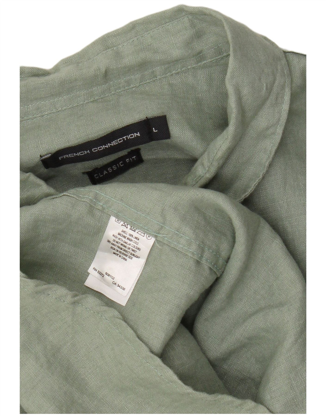 French Connection Chemise Classique Homme Vert Lin