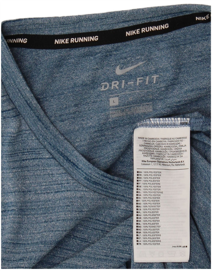 Nike Hommes Dri Fit T-Shirt Haut Large Bleu Moucheté Polyester