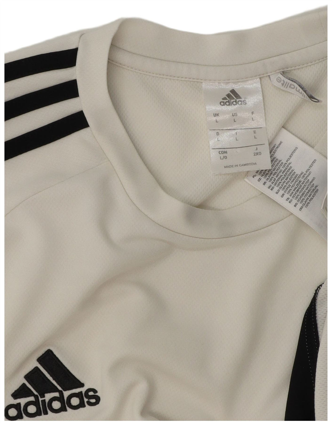 Adidas Hommes Climalite T-Shirt Haut Large Blanc Colorblock Polyester