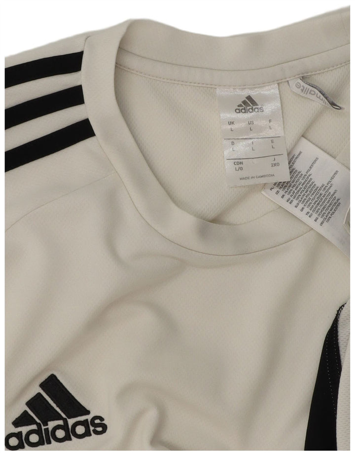 Adidas Hommes Climalite T-Shirt Haut Large Blanc Colorblock Polyester