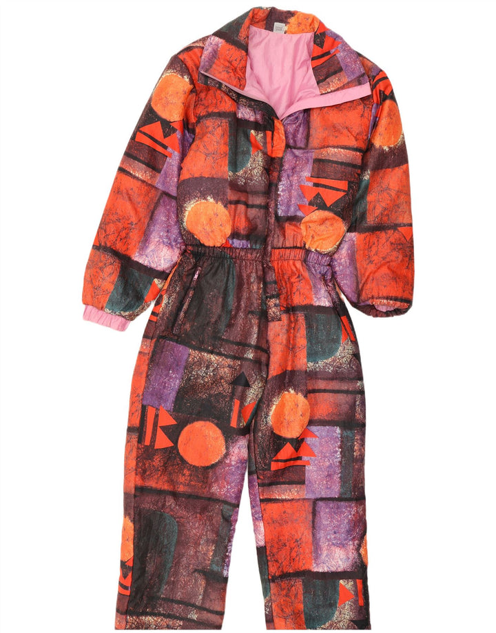 vintage Womens Réversible Ski Combinaison IT 42 Moyen Multicolore Géométrique