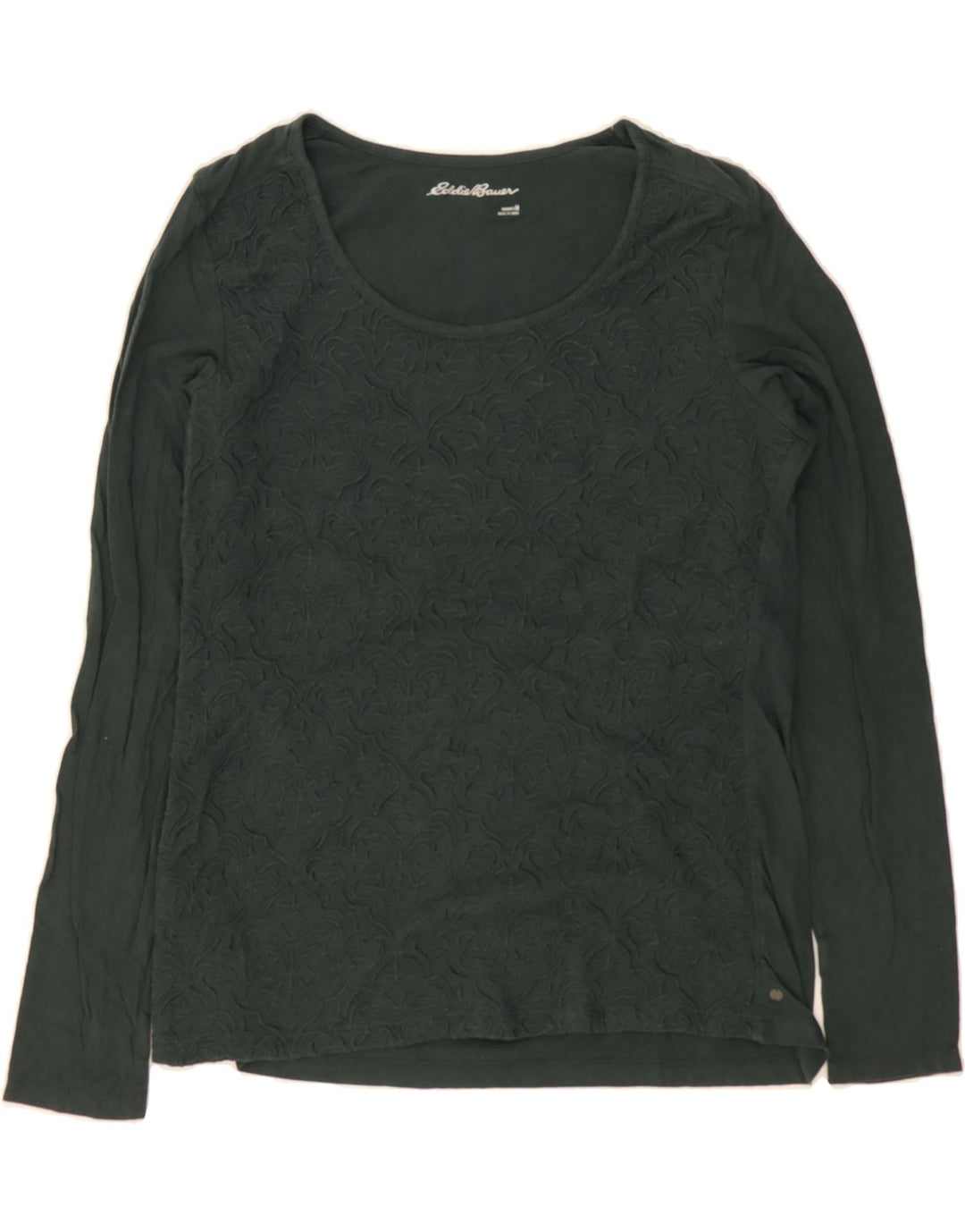 EDDIE BAUER Womens Top Long Sleeve UK 12 Medium Green Cotton Vintage Eddie Bauer and Second-Hand Eddie Bauer from Messina Hembry 