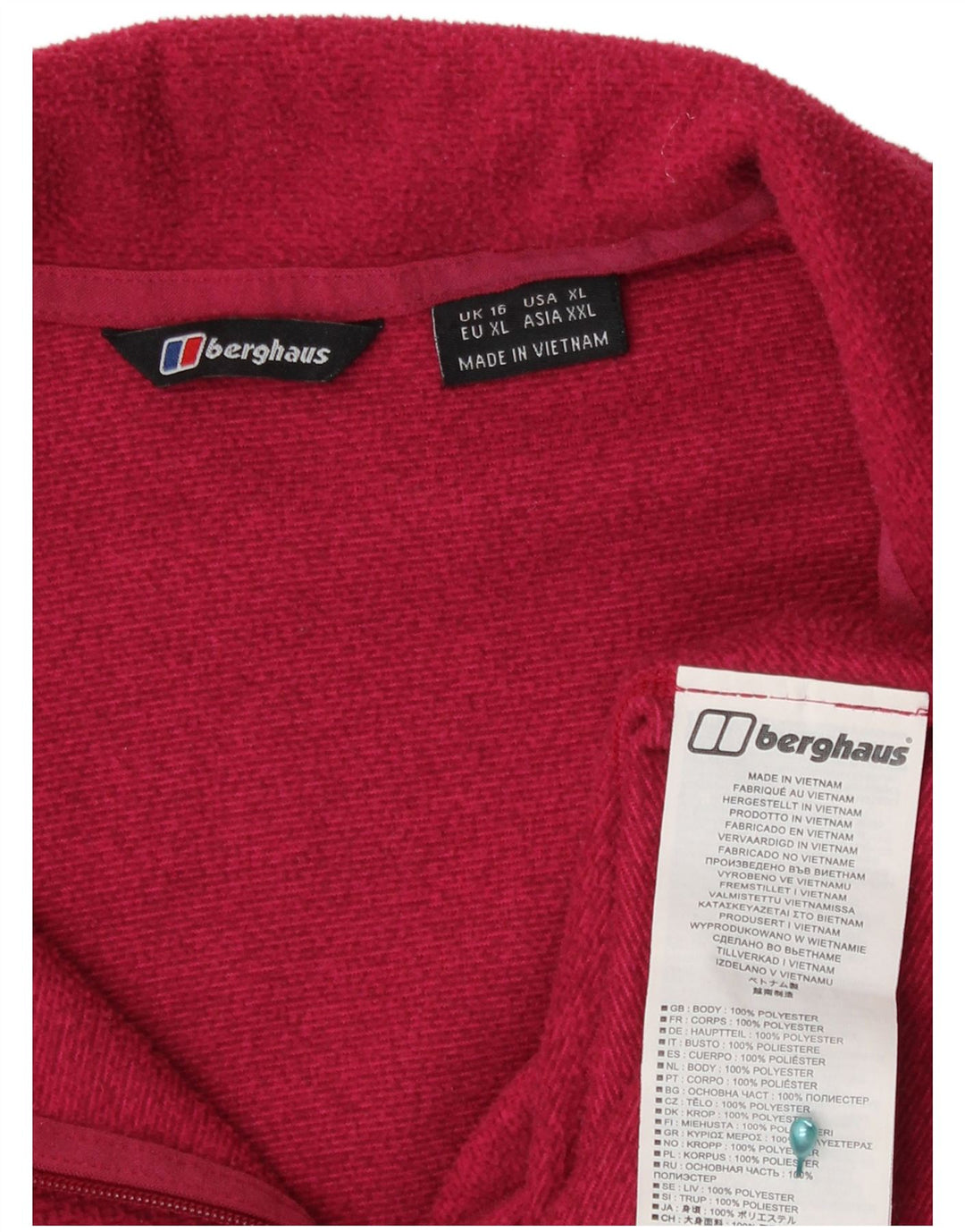 Berghaus Pull polaire à col zippé pour femme UK 16 Large Rouge Polyester