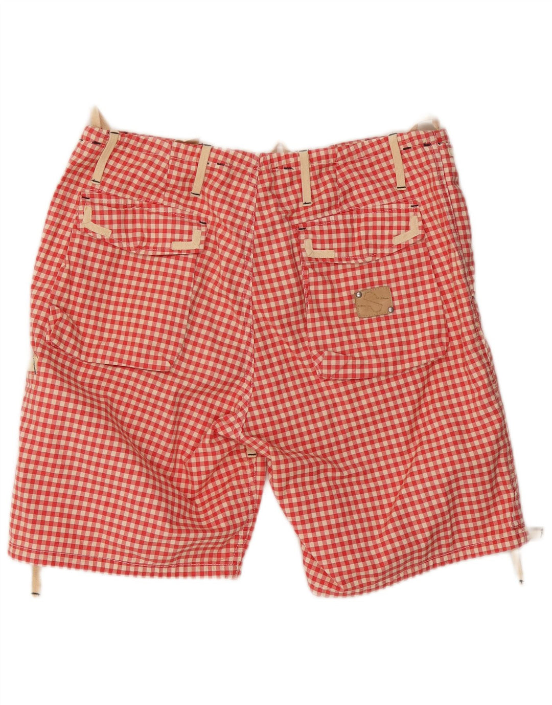 vintage Mens Cargo Shorts W34 Grand Coton Vichy Rouge