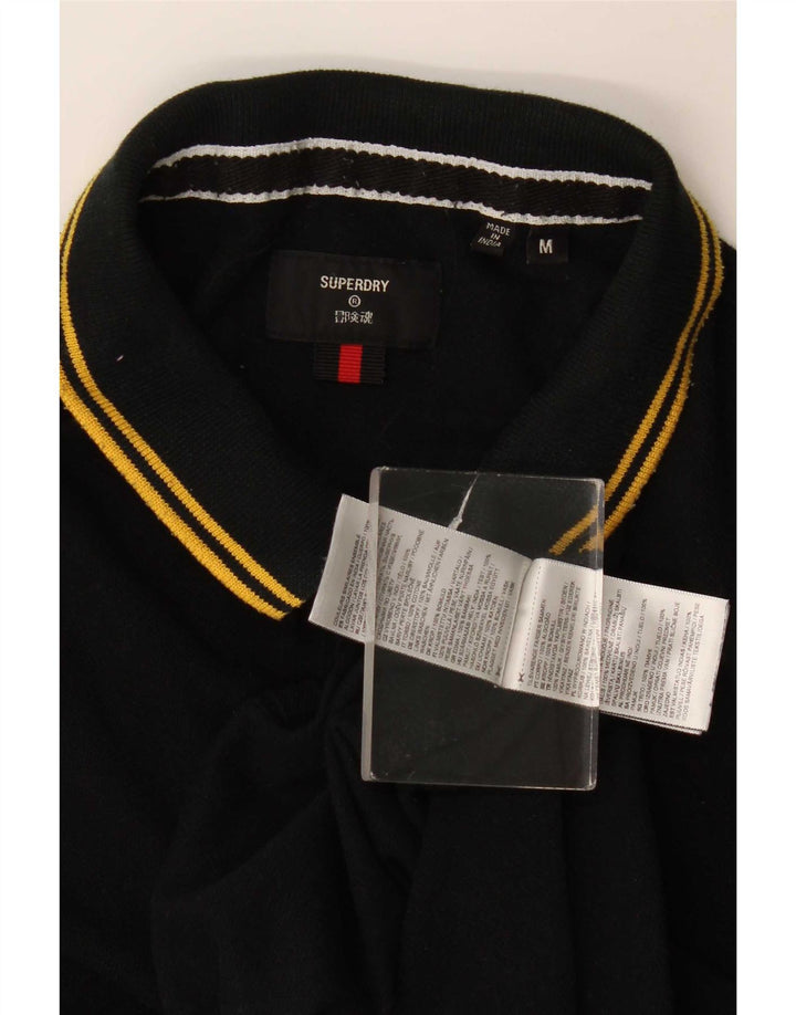 Superdry Polo à Manches Longues Homme Noir Moyen Rayé Coton