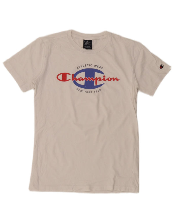 Champion T-Shirt Graphique Garçon 13-14 Ans XL Blanc Coton
