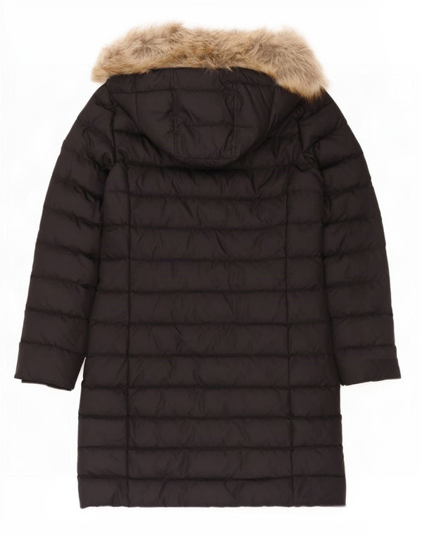 Tommy Hilfiger Manteau rembourré à capuche pour femme UK 14 Large Noir Polyester