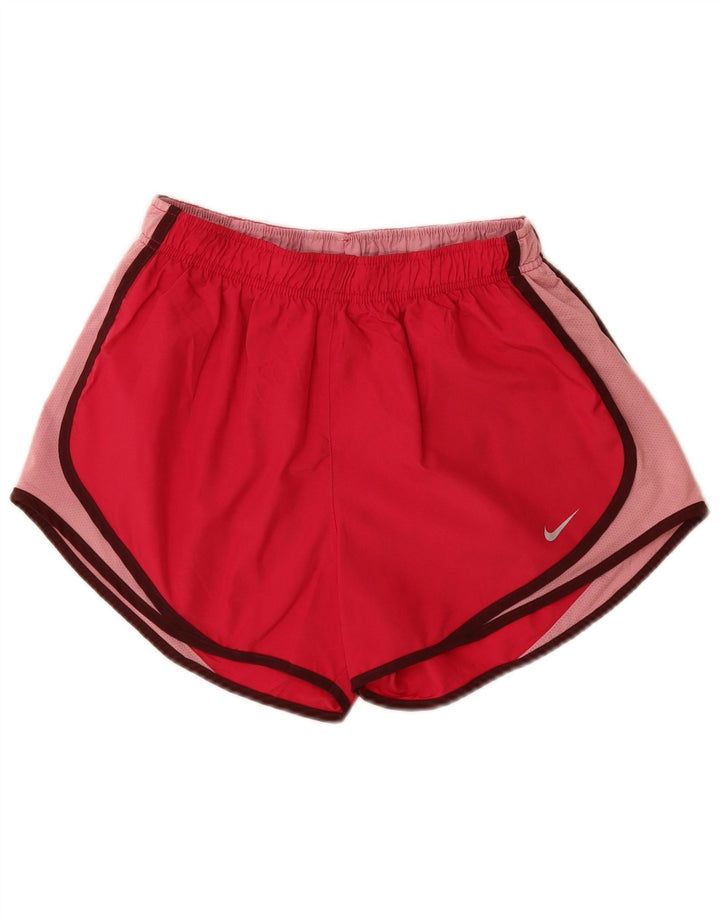 Nike Short de sport Dri Fit pour femme UK 12 Polyester color block rouge moyen