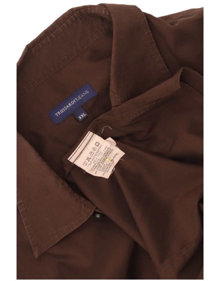 Trussardi Jeans Chemise Homme 2XL Marron Coton