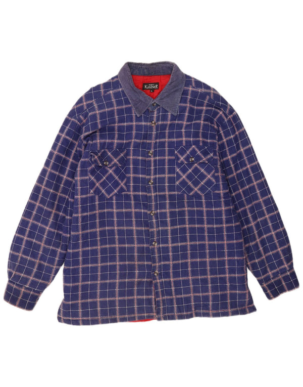 Marc Kostner Chemise en flanelle Lumberjack pour homme en coton à carreaux bleu XL