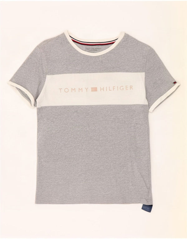Tommy Hilfiger T-Shirt Graphique Homme Petit Gris Colorblock Coton