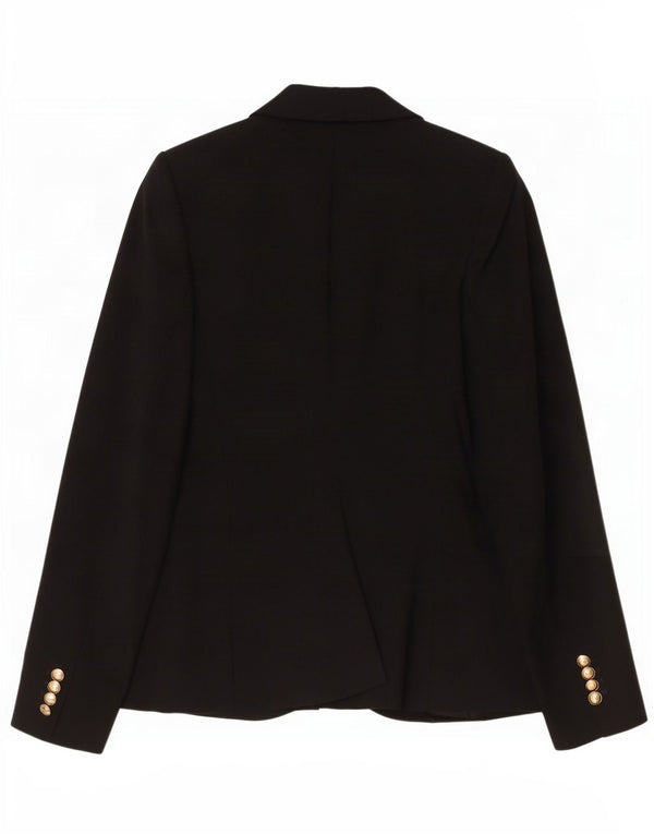 Zara Femme 1 Bouton Blazer Veste UK 10 Petit Noir Polyester