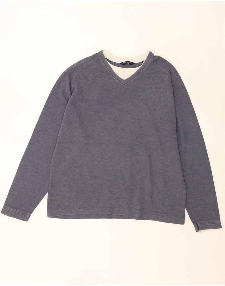 Marks & Spencer Sweat-shirt Blue Harbor pour hommes, grand coton bleu marine