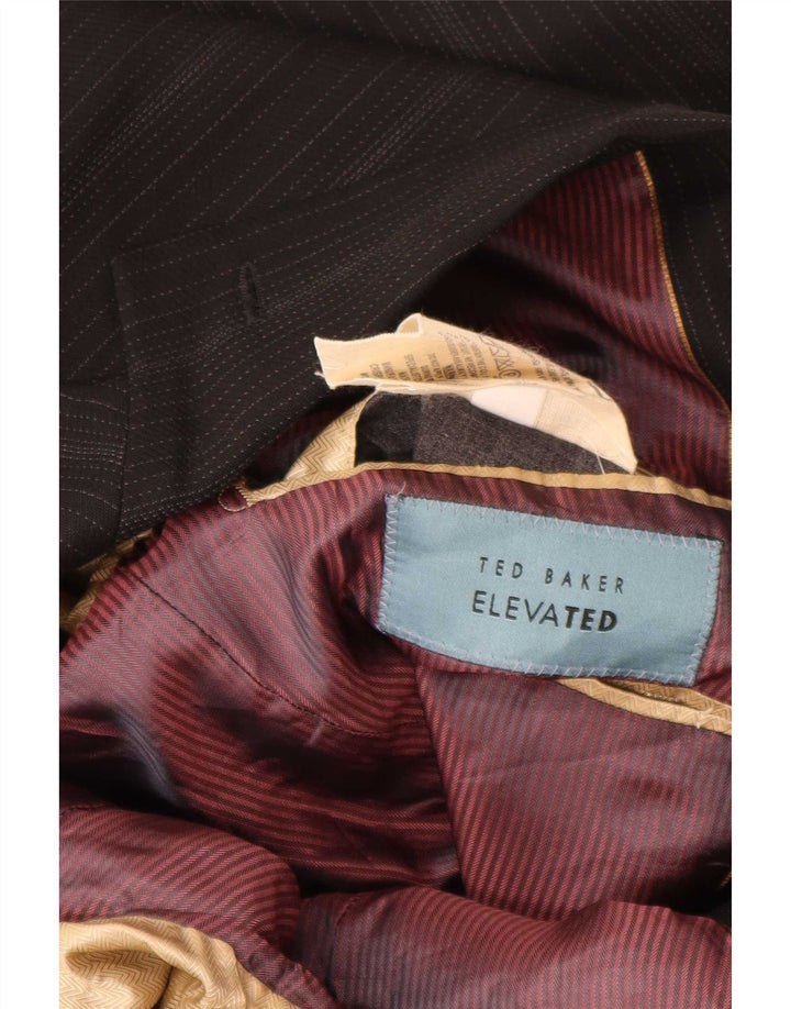 Ted Baker Veste blazer à 2 boutons pour homme UK 38 en laine vierge rayée noire moyenne