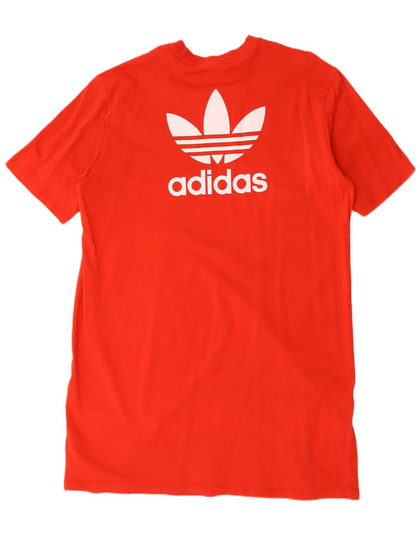 Adidas Robe t-shirt surdimensionnée graphique pour femme UK 20 2XL Rouge Coton