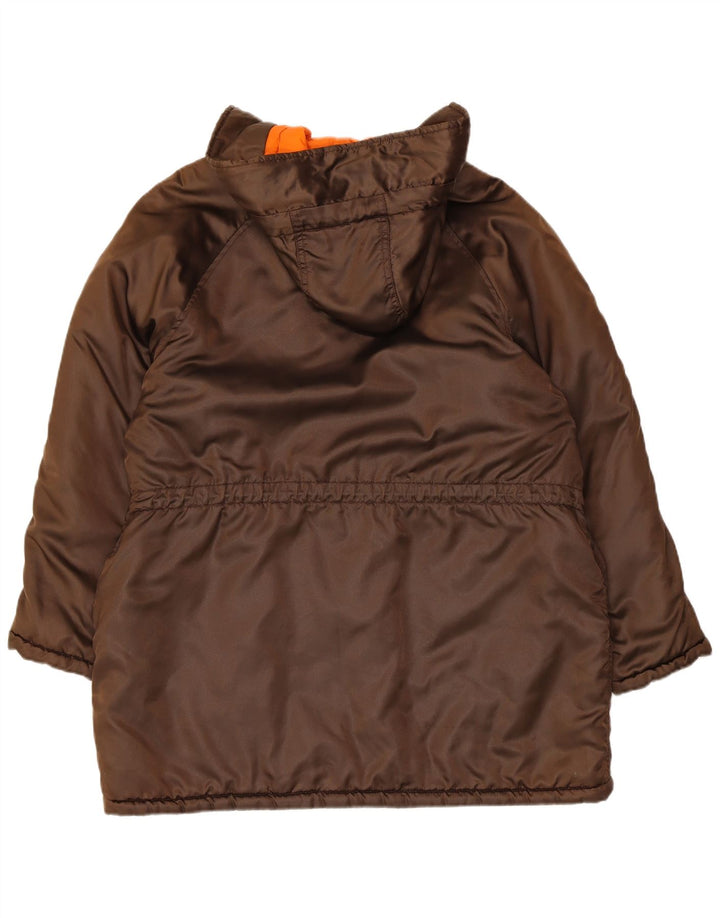 Benetton Veste Parka surdimensionnée à capuche pour femme UK 10 Small Marron Polyamide