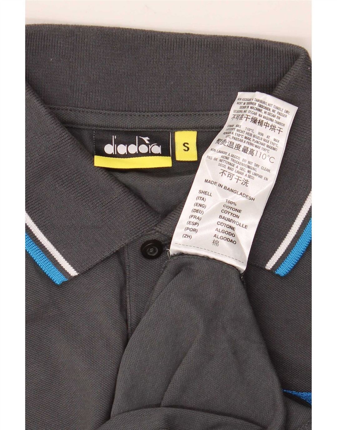 Diadora Polo Homme Petit Gris Rayé Coton