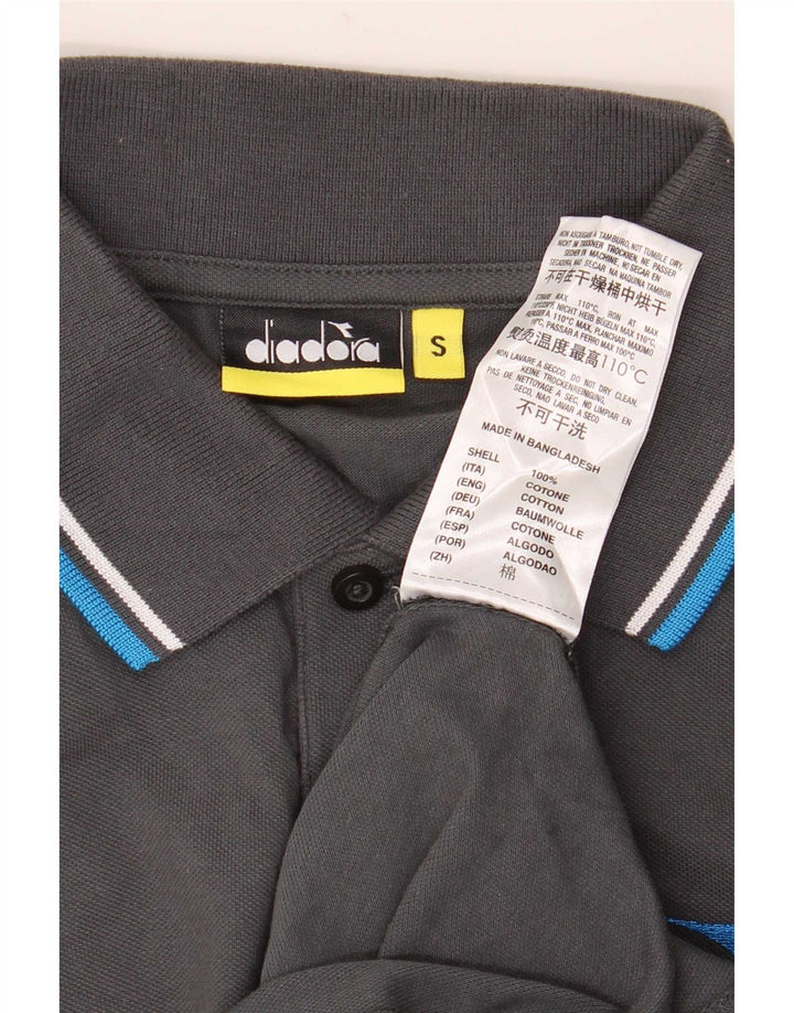 Diadora Polo Homme Petit Gris Rayé Coton