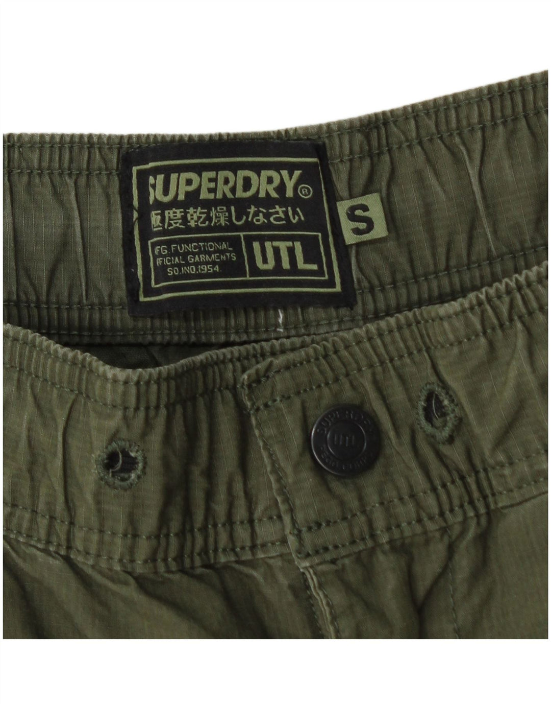 Superdry Short Cargo Homme Petit W30 Vert Coton