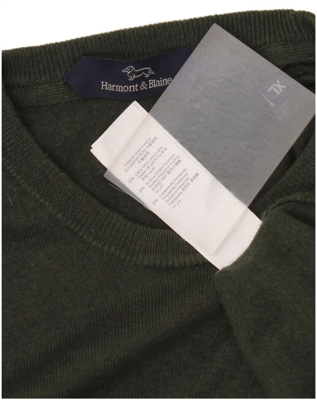 Harmont & Blaine Pull col rond homme XL laine verte