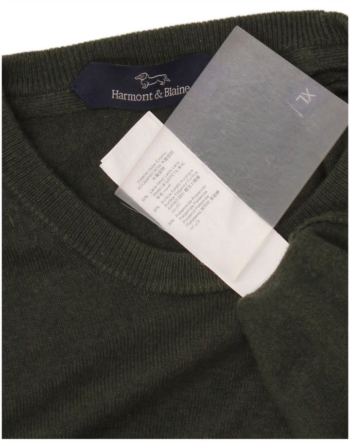Harmont & Blaine Pull col rond homme XL laine verte