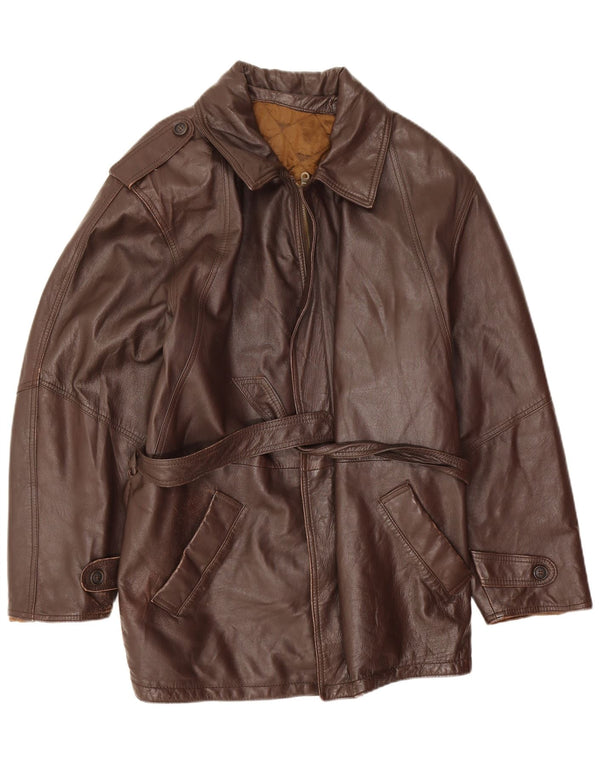 Veste en cuir militaire vintage pour homme IT 52 XL Cuir marron