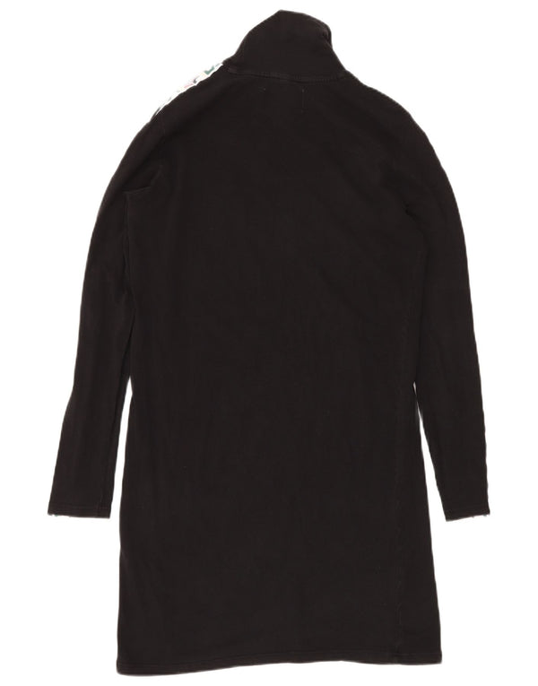 FILA Robe t-shirt graphique à col roulé pour femme UK 10 Small Noir Colourblock