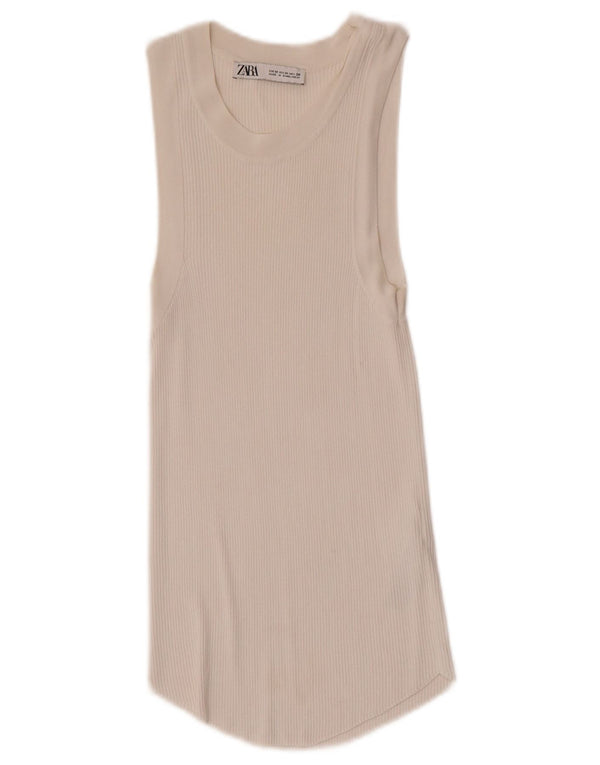 Zara Femme Débardeur UK 12 Medium Blanc Viscose