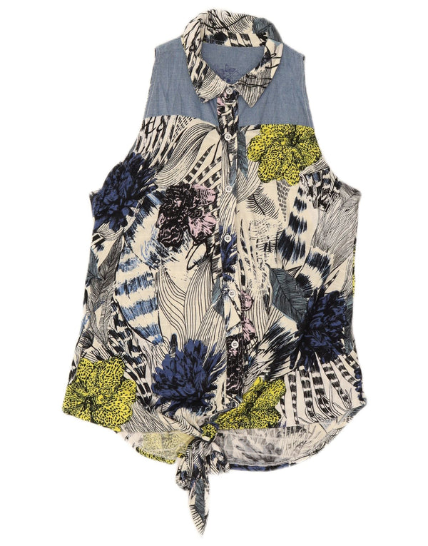 DESIGUAL Womens Sleeveless Shirt Blouse UK 14 Medium Multicoloured Floral