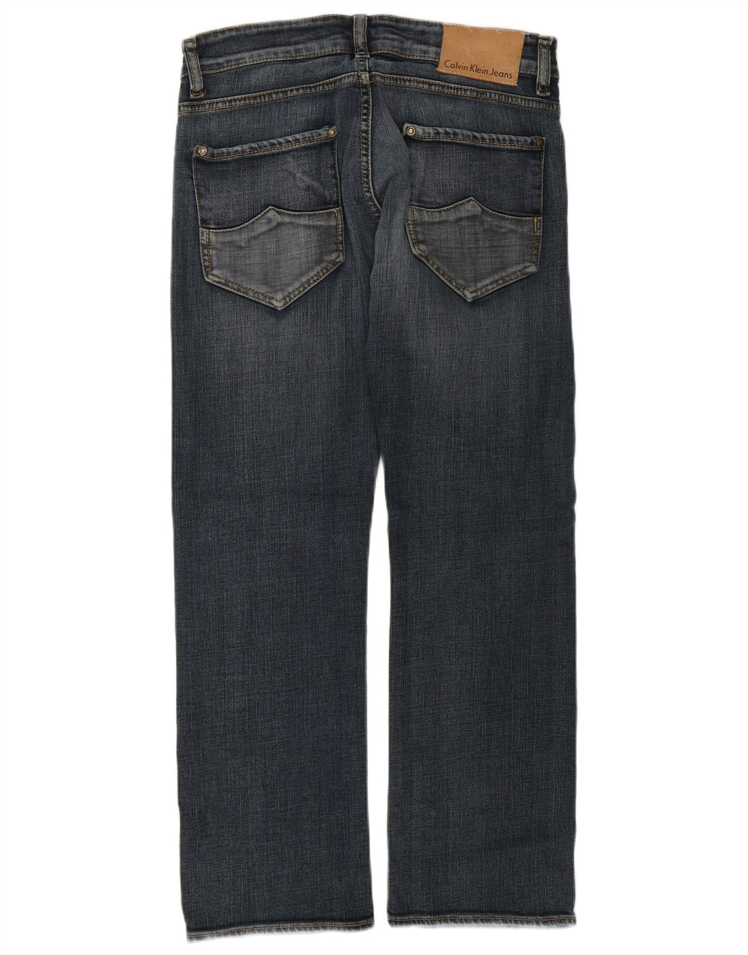 CALVIN KLEIN Femme Jean Droit W30 L27 Bleu Coton