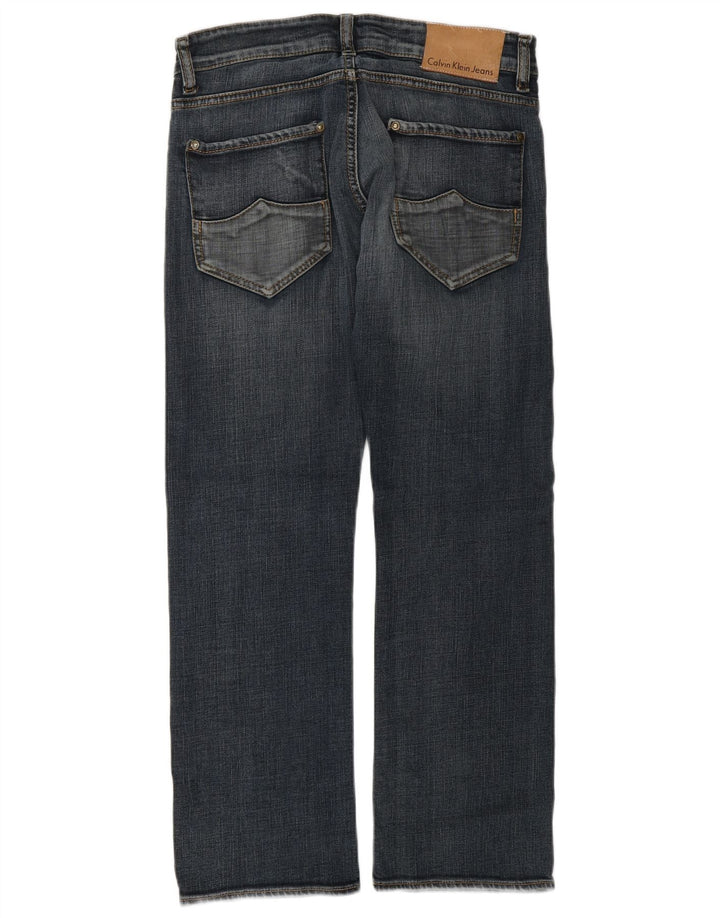 CALVIN KLEIN Femme Jean Droit W30 L27 Bleu Coton