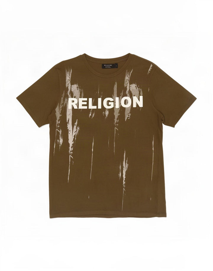 Religion T-Shirt Graphique Homme Petit Kaki Coton