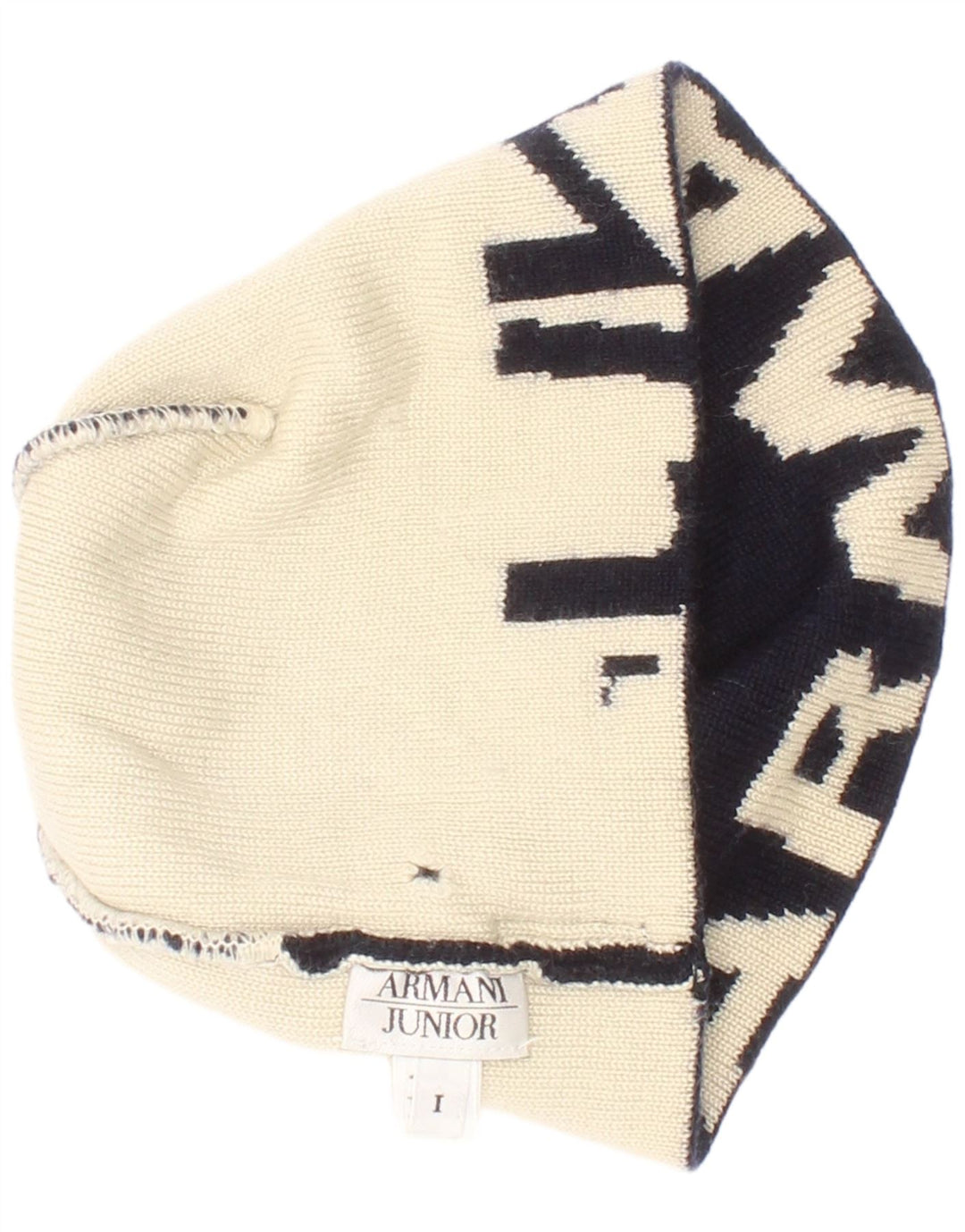 Armani Junior Bonnet en tricot graphique pour garçon Taille unique Bleu marine Colorblock