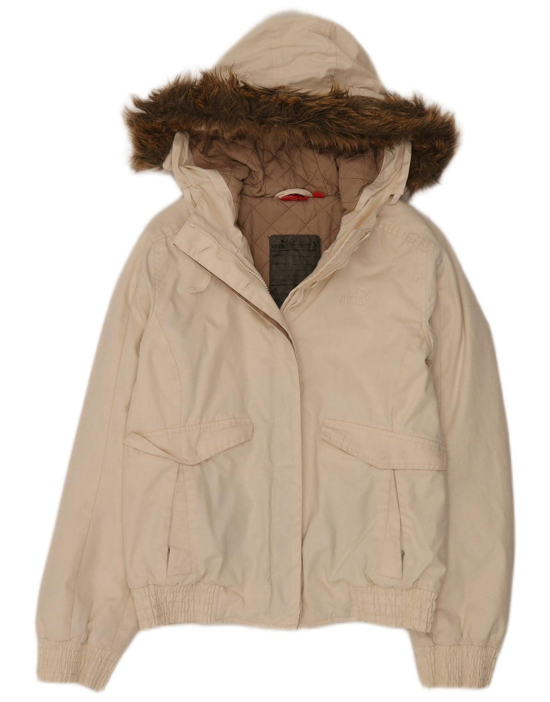 Puma Veste bomber à capuche pour femme UK 6 XS Blanc cassé