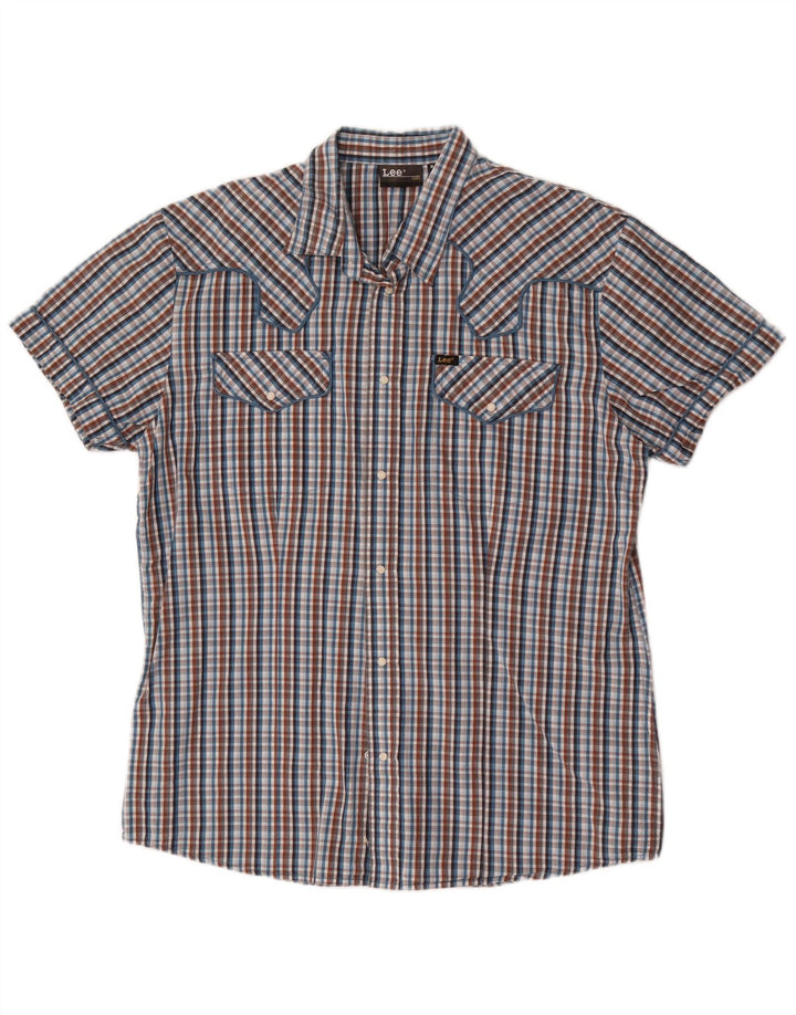 Lee Chemise à manches courtes XL en coton à carreaux multicolores pour homme