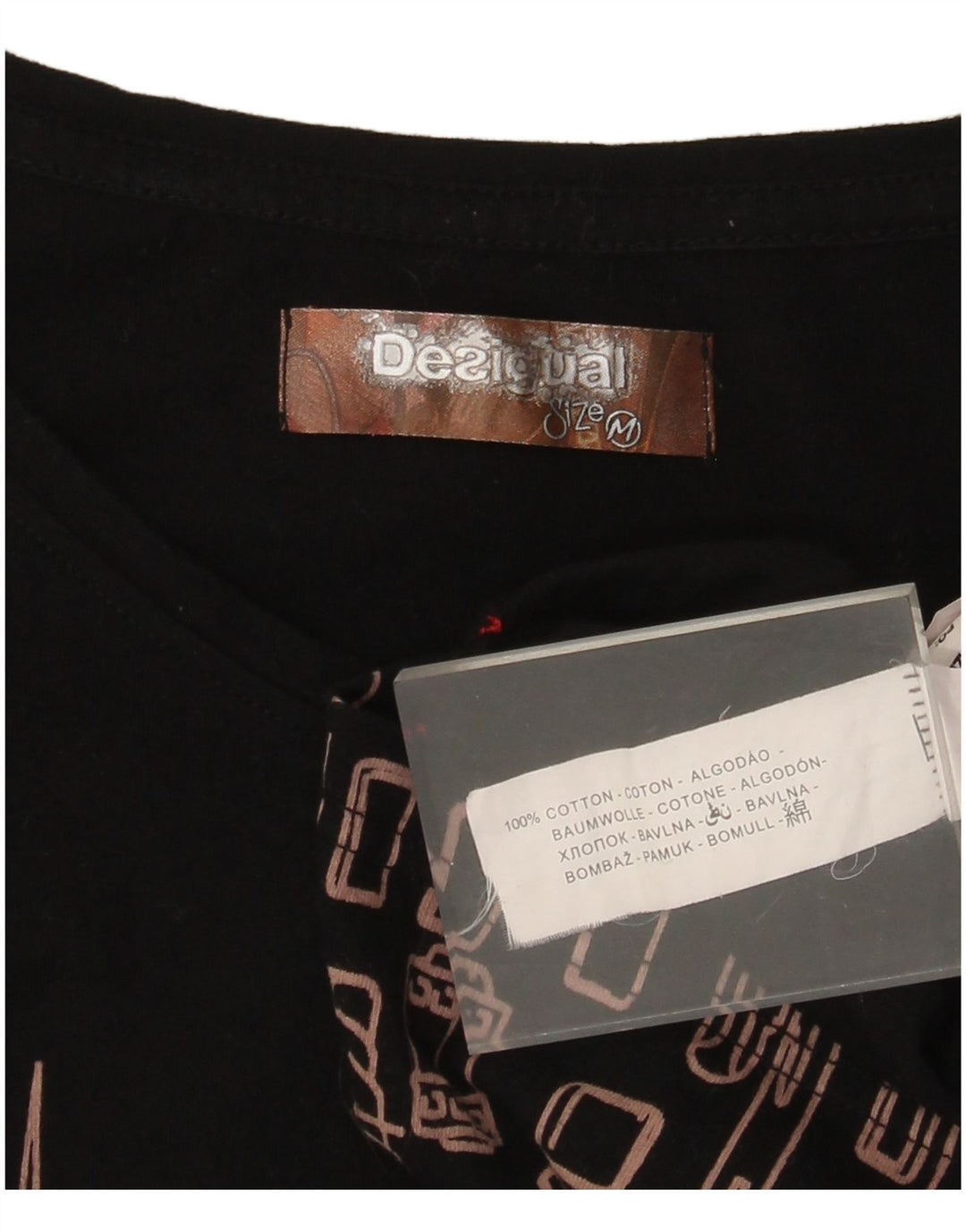 Desigual Femme Barcelona Graphic Top Manches Longues UK 12 Coton Noir Moyen