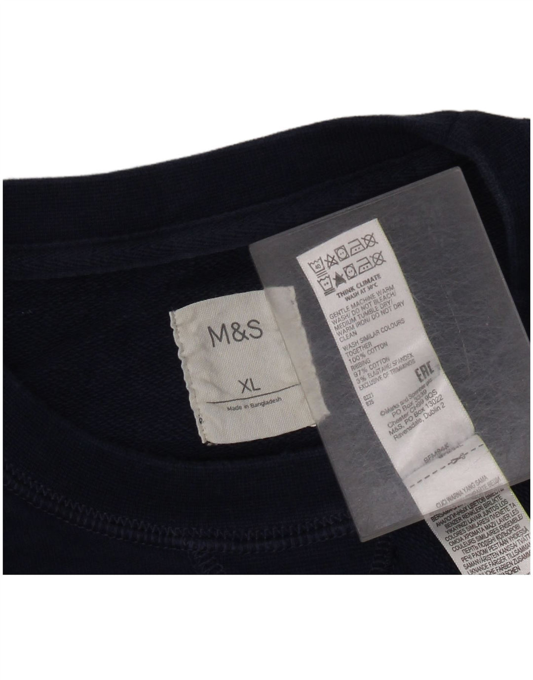 MARKS & SPENCER Sweat-Shirt Homme XL Bleu Marine Coton