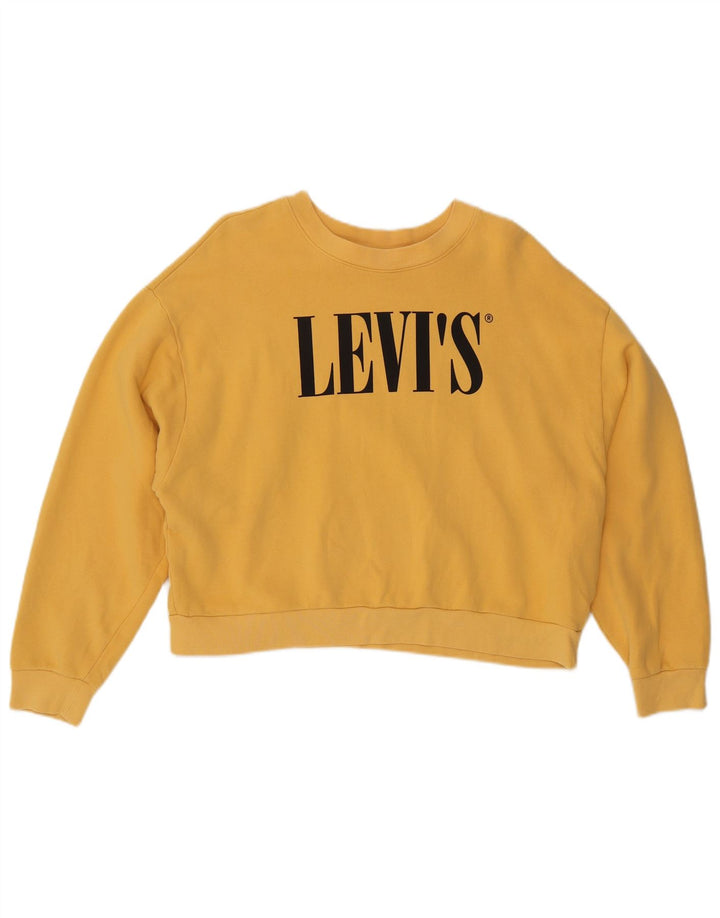 Levi's Sweat-shirt oversize court graphique pour femme UK 14 Jaune moyen