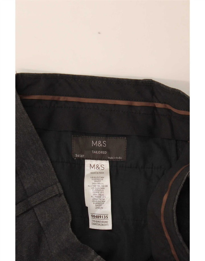 Marks & Spencer Pantalon de costume droit sur mesure pour homme W34 L29 Gris Polyester