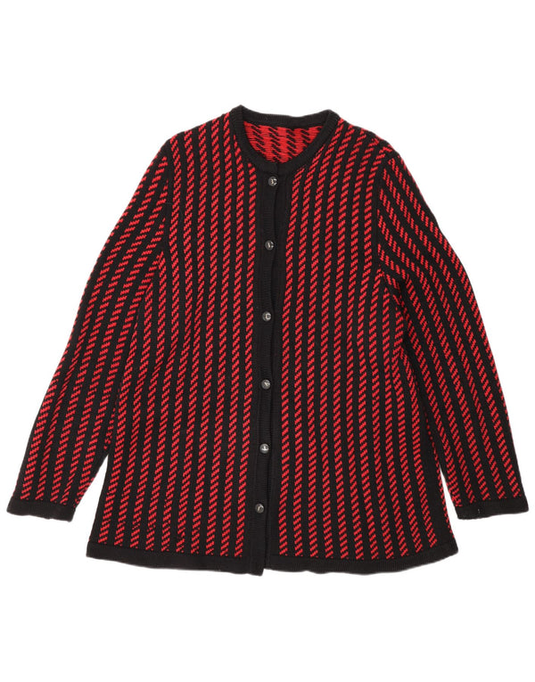 Vintage Womens Cardigan Sweater UK 16 Large Black Rayé