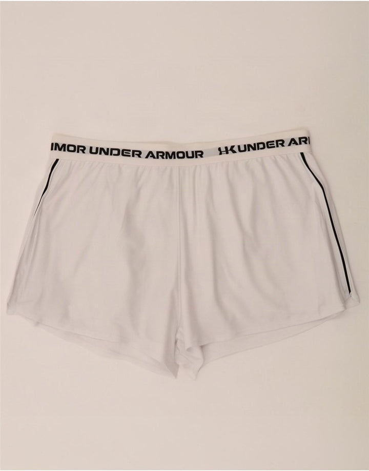 Under Armour Short de sport graphique pour femme UK 20 2XL Blanc Polyester