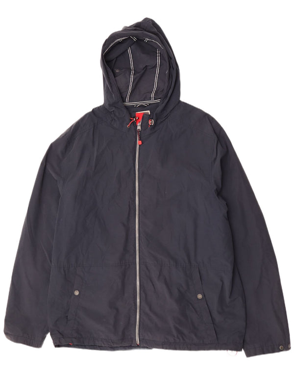 Fat Face Veste de pluie à capuche pour homme UK 44 2XL Bleu marine Coton