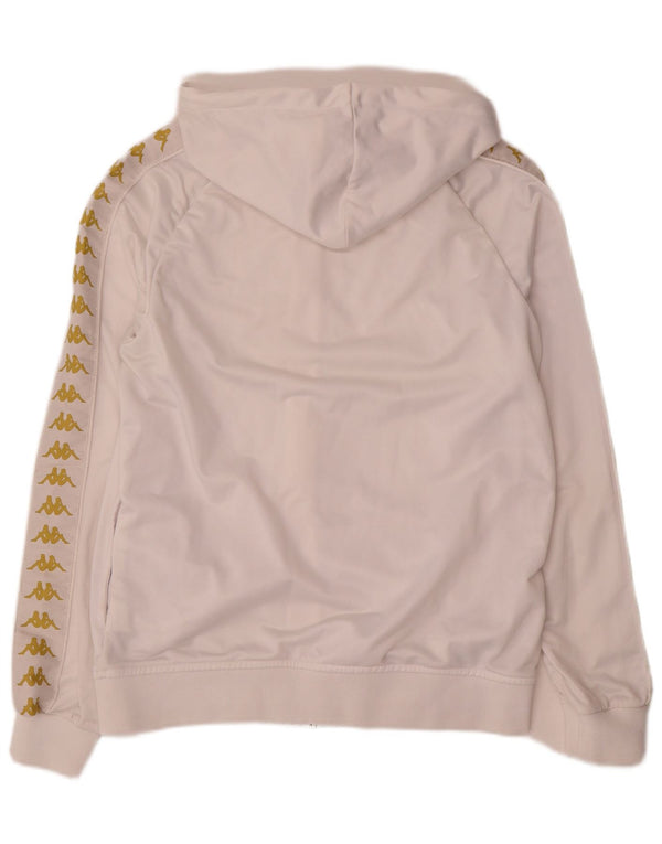 Kappa Pull à capuche zippé graphique pour hommes, grand, blanc, polyester