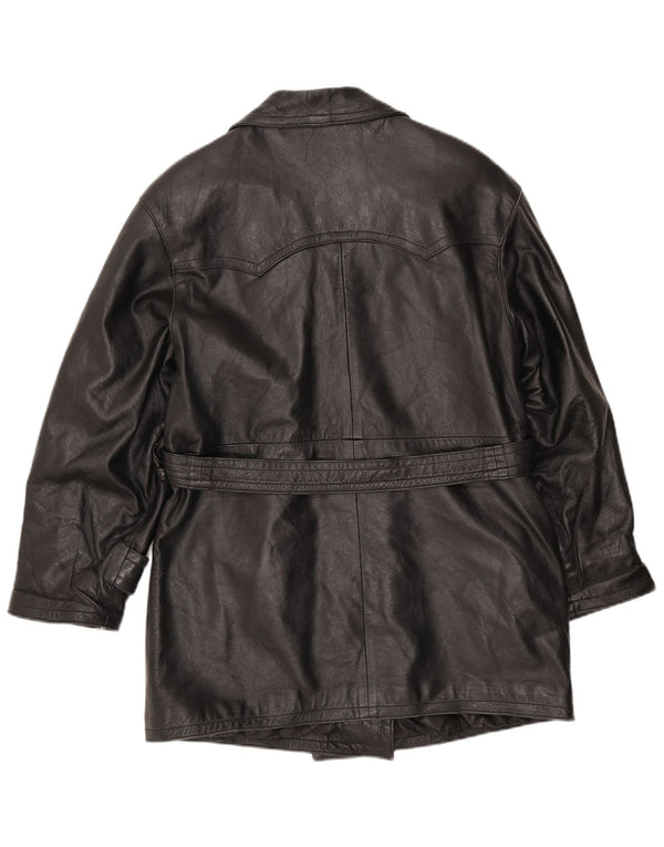 LAVORAZIONE ARTIGIANA Manteau Femme UK 12 Cuir Noir Moyen