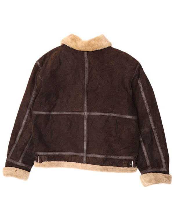 Conbipel Veste en cuir Sherpa pour homme UK 40 Large Marron