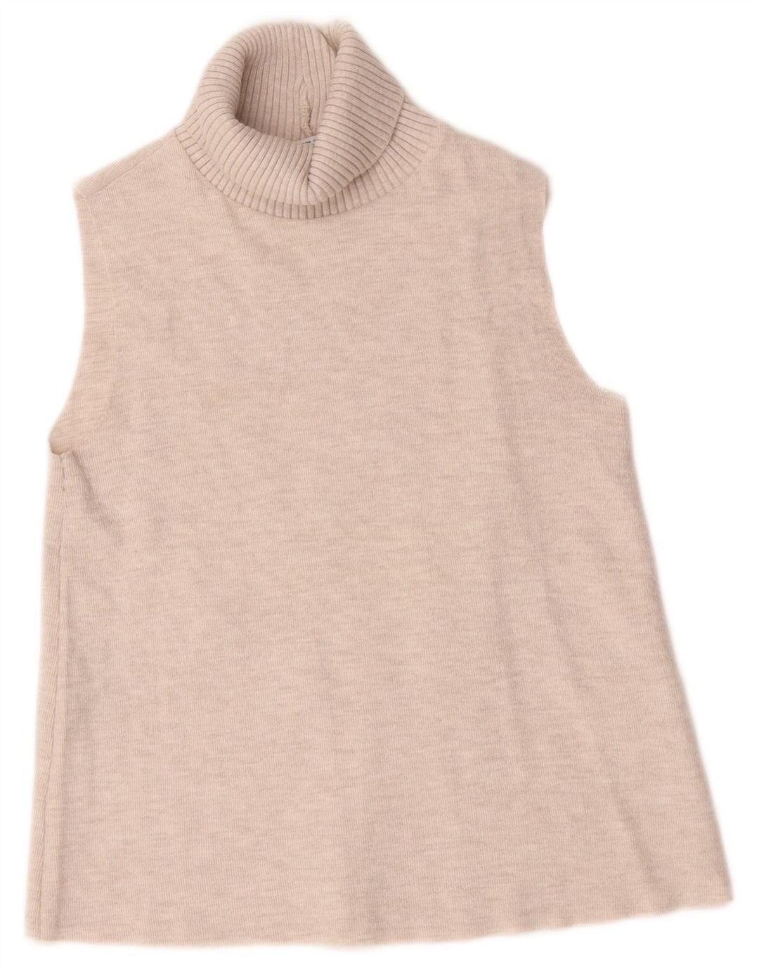 Zara Femme Débardeur Col Roulé UK 12 Coton Beige Moyen