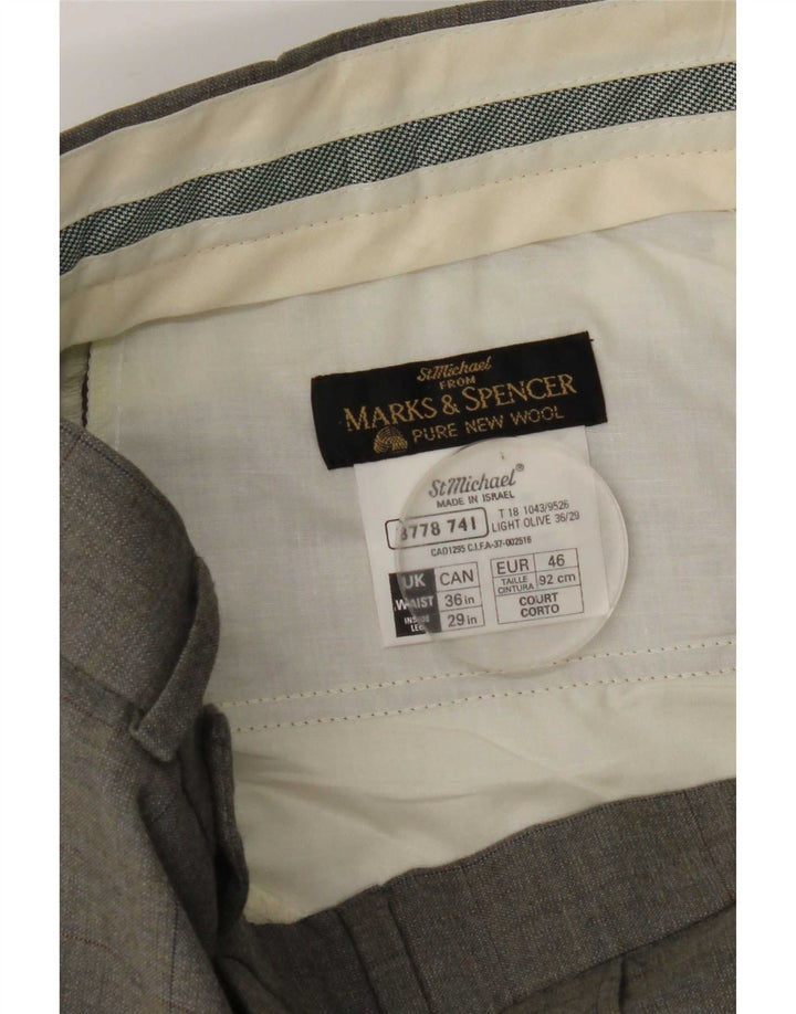 Marks & Spencer Pantalon de costume pour homme W36 L29 en laine à carreaux gris