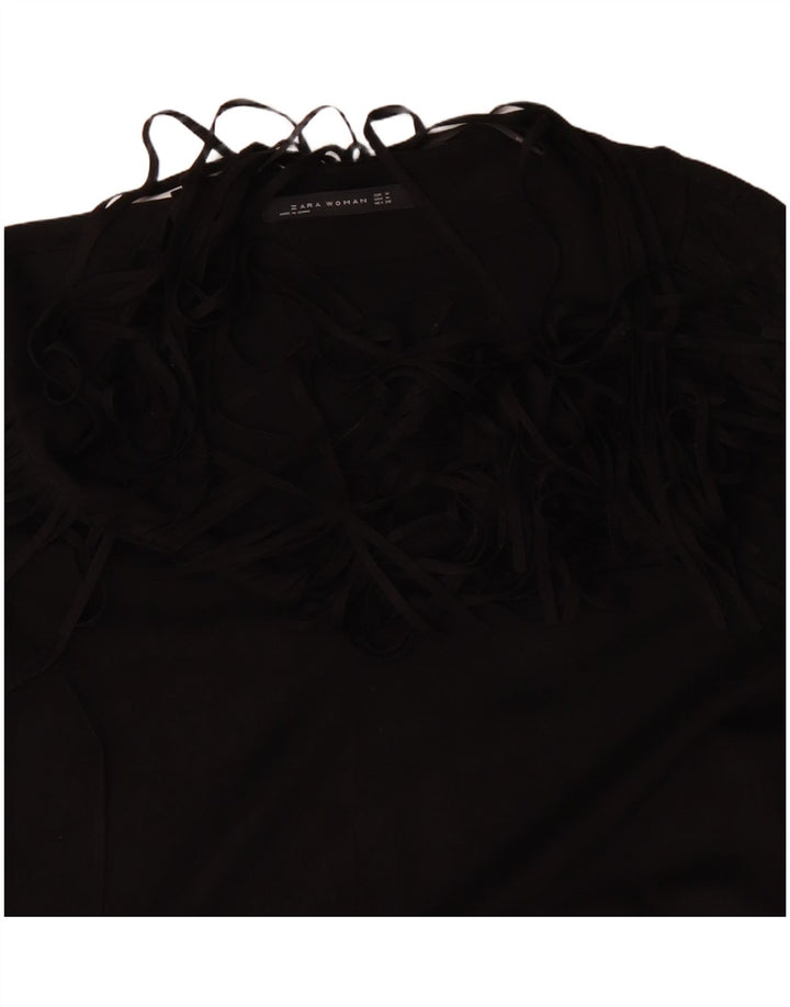 Robe tunique à manches longues pour femme ZARA UK 14 Polyester noir moyen